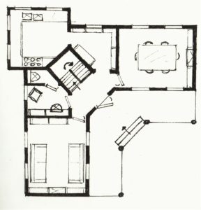 House plan with porch and angles