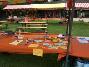 Booth on language fair with exercises and games